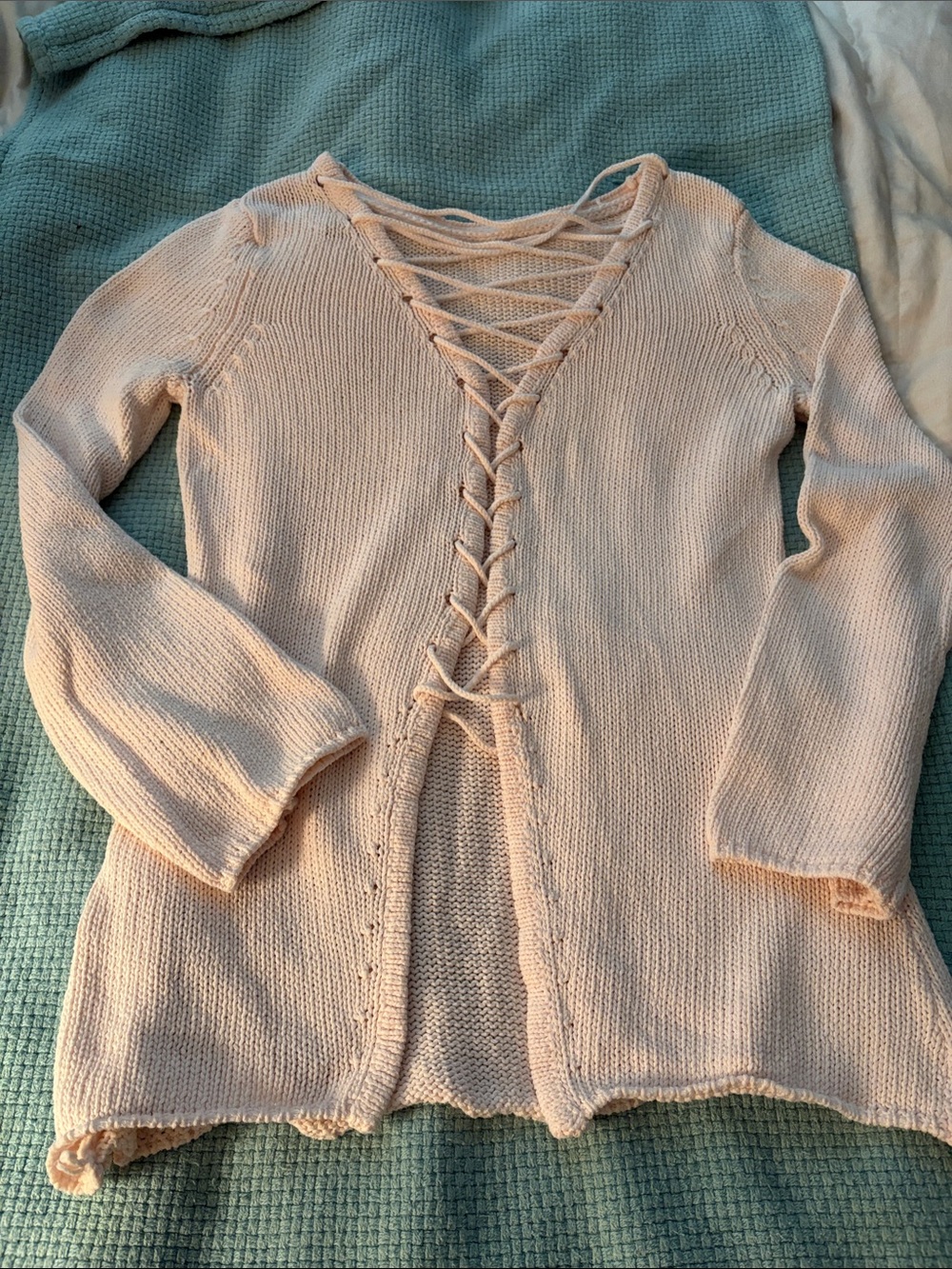 Central Park West NY Lightweight Crewneck Sweater in Soft Blush Pink